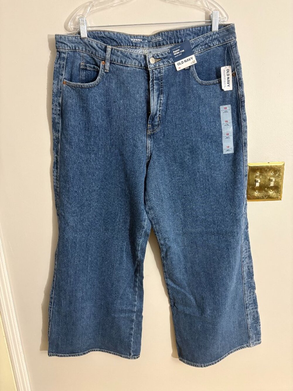 Old Navy Extra High Rise Super Wide Leg Drapey Denim Jeans Size 18 NWT